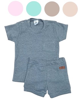 W9097 Conjunto remera manga corta + short . Big bay