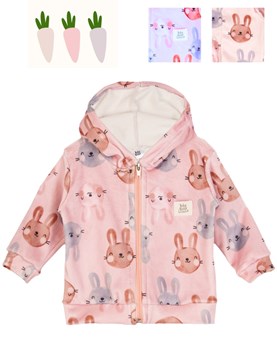 CAMPERA BEBA CON CAPUCHA DE PLASH ESTAMPADO CONEJOS. BIG BAY