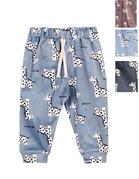 PANTALON BABUCHA DE PLUSH CON CORDON ESTAMPADO JIRAFAS. BIG BAY