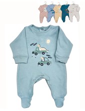 Enterito con pie en interlock liso combinado con estampa central colores unisex,nena y varon dreams