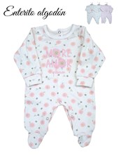 Enterito con pie en interlock floreado combinado con estampa central disponible colores de nena dreams
