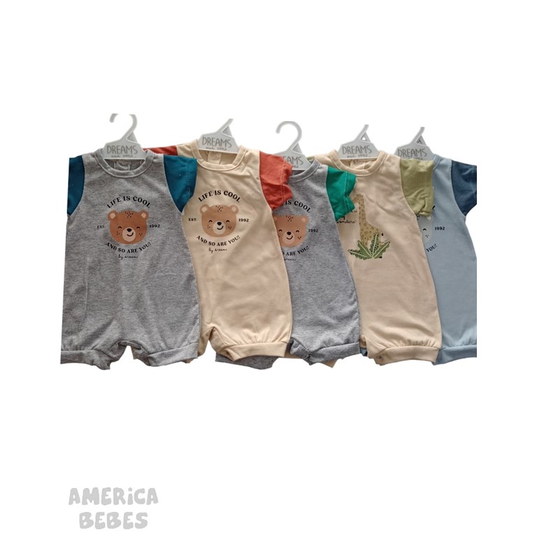 ENTERITO JERSEY PARA BEBE VARON CON MANGAS COMBINADAS ESTAMPADO DREAMS