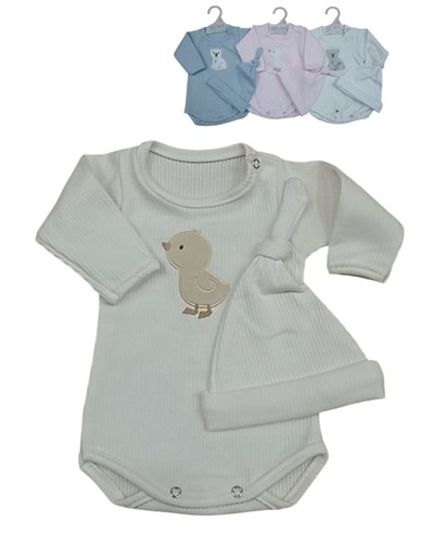 Body bebe interlock desagujado con gorro bordado nena y varon dreams