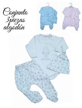 Set de body en interlock liso con estampa central combinado con rana y gorrito animalitos en colores unisex nena y varon dreams