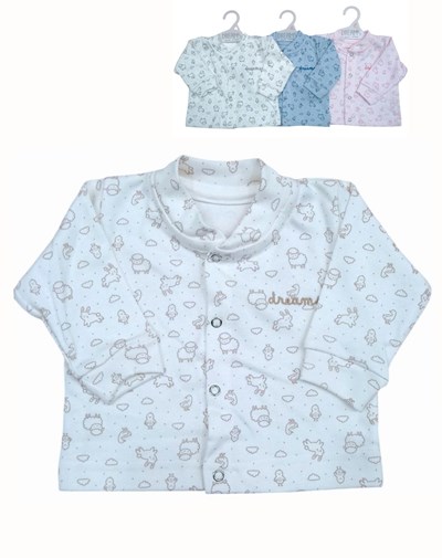 campera cuello mao en interlock animalitos comnbinado con logo bordado en colores unisex nena y varon dreams