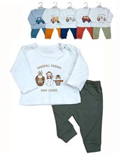 Conjunto de camiseta en interlock  liso con estampa central combinado con pantalon en interlock varon dreams