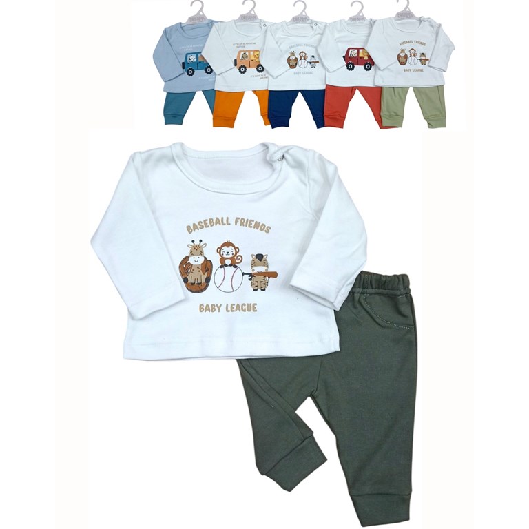 Conjunto de camiseta en interlock  liso con estampa central combinado con pantalon en interlock varon dreams
