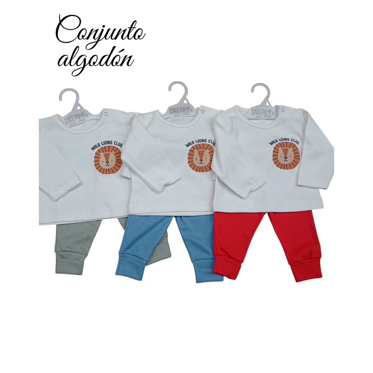 Conjunto de camiseta en interlock liso con estampa central y pantalon de morley dreams