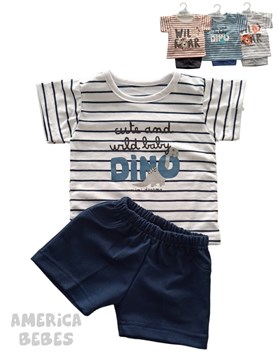 Conjunto de camiseta en interlock liso con estampa central y pantalon de morley dreams
