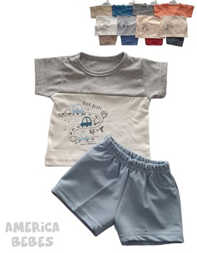 CONJUNTO REMERA MANGA CORTA CON SHORT RUSTICO VARON DREAMS