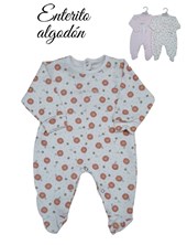 Enterito bebe estampado flores con pie dibujos bordados nena y varon dreams