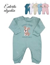 Enterito bebe interlock sin pie estampa central perrito para nena y varon dreams