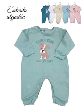 Enterito bebe interlock sin pie estampa central perrito para nena y varon dreams