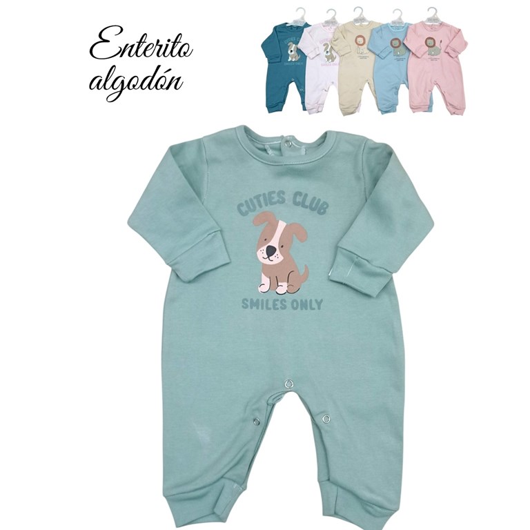 Enterito bebe interlock sin pie estampa central perrito para nena y varon dreams