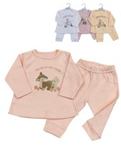 Conjunto de camiseta y pantalon combinados en interlock ciao bella beba dreams