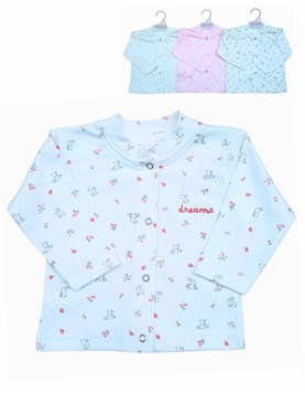Campera cuello mao en interlock conejos y florcitas con logo bordado colores de nena dreams