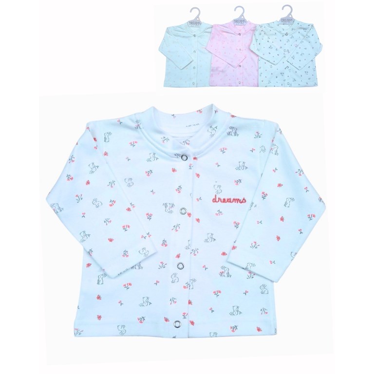 Campera cuello mao en interlock conejos y florcitas con logo bordado colores de nena dreams