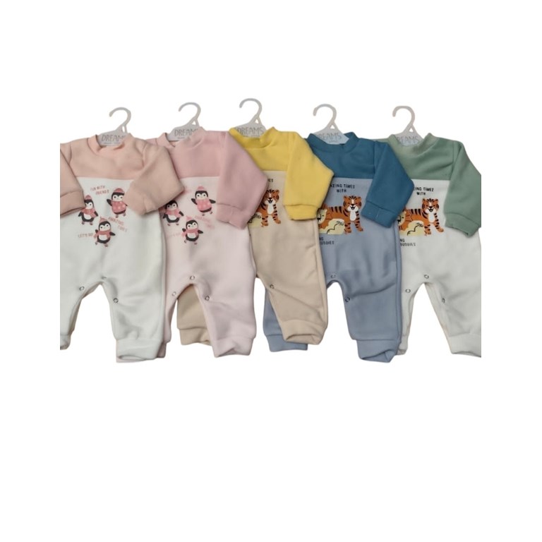 ENTERITO BEBE MICROPOLAR SIN PIE, COMBINADO, ESTAMPA CENTRAL. DREAMS