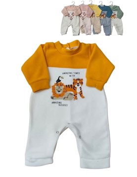 ENTERITO BEBE MICROPOLAR SIN PIE, COMBINADO, ESTAMPA CENTRAL. DREAMS