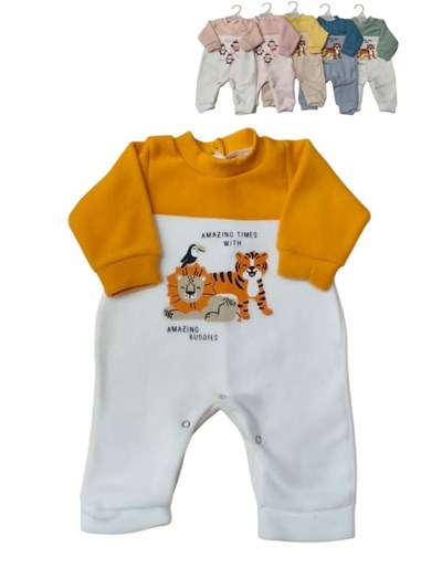 ENTERITO BEBE MICROPOLAR SIN PIE, COMBINADO, ESTAMPA CENTRAL. DREAMS