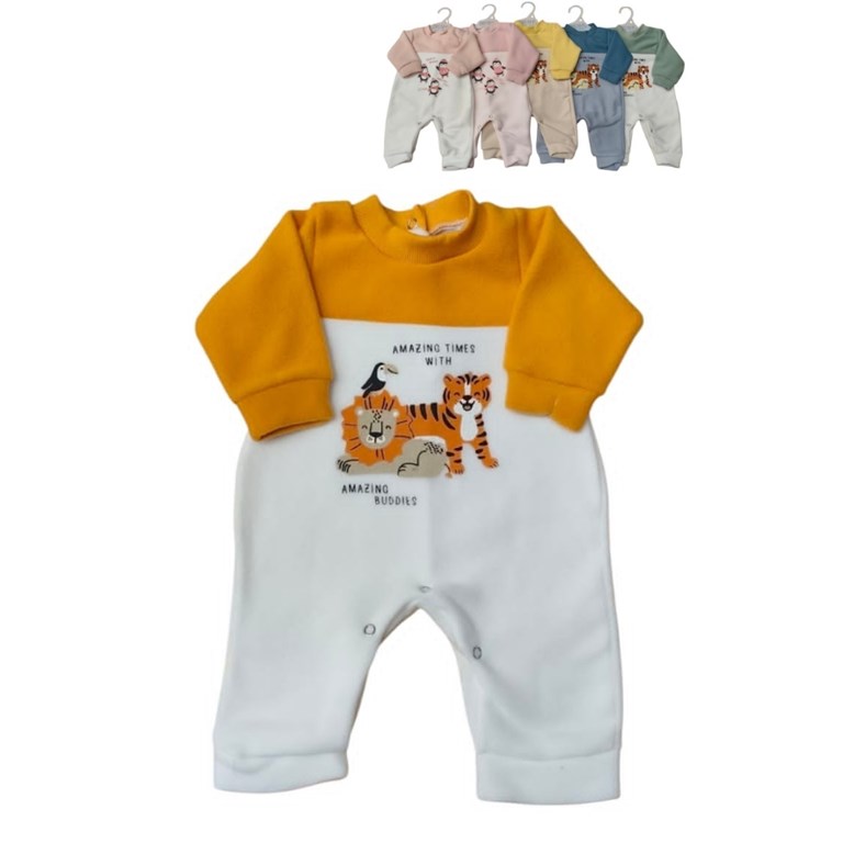 ENTERITO BEBE MICROPOLAR SIN PIE, COMBINADO, ESTAMPA CENTRAL. DREAMS