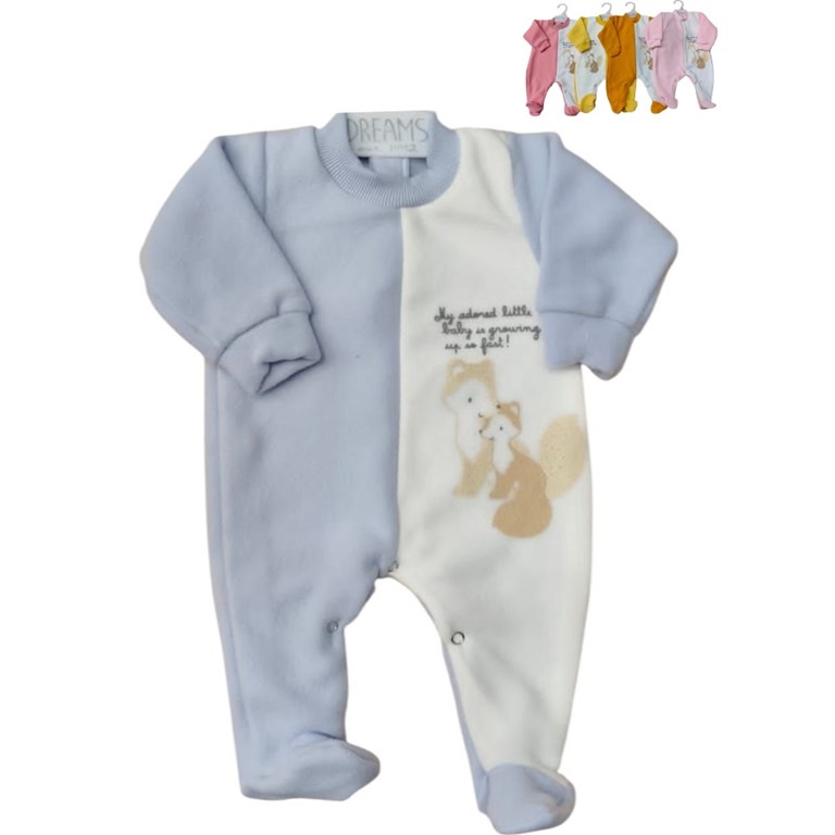 ENTERITO BEBA EN MICROPOLAR CON PIE, COMBINADO Y ESTAMPA LATERAL. DREAMS