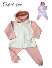 CONJUNTO BEBA FRISA CAMPERA CON CAPUCHA BORDADA. DREAMS