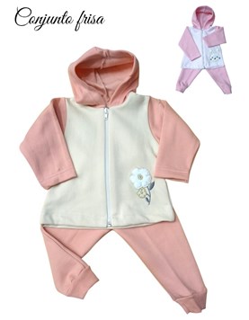 CONJUNTO BEBA FRISA CAMPERA CON CAPUCHA BORDADA. DREAMS