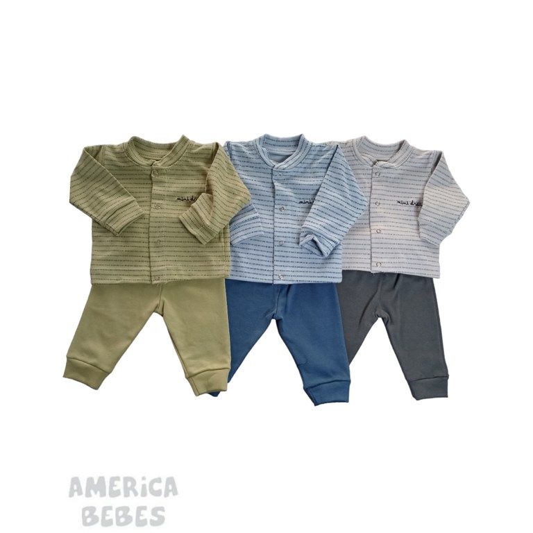 CONJUNTO PARA BEBE VARON CAMPERITA RAYADA CON LOGO Y PANTALON DREAMS