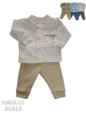 CONJUNTO PARA BEBE VARON CAMPERITA RAYADA CON LOGO Y PANTALON DREAMS