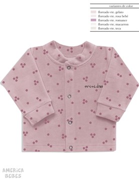 CAMPERA DE PLUSH CUELLO MAO FLOREADO CON BORDADO DREAMS