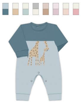 Enterito BB interlock combinado canesú y mangas, estampado central, s/pié nena y varon. dreams