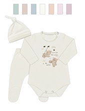 Conjunto Bb, ranita y gorro, interlock liso, estampa central, nena y varón. DREAMS