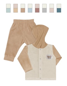 Conjunto BB, campera c/capucha, plush, logo bordado, c/pantalón, varón. Dreams