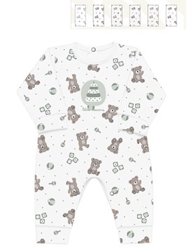 Enterito BB, interlock estampado ositos, sin pie, estampado central, nena y varón. Dreams