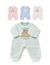 Enterito BB, plush combinado collareta cuello y mangas, estampado central, nena y varón. Dreams