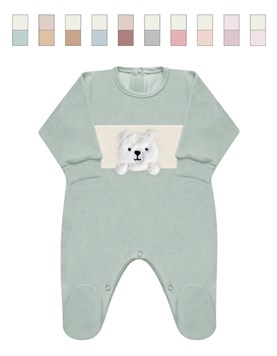 Enterito BB, plush combinado, c/pie, bordado central, nena y varón. Dreams