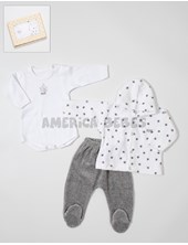 CONJUNTO BEBE VARON : BODY PANTALON Y GORRO, ESTAMPADO VIDA MARINA. DREAMS