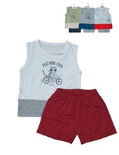 CONJUNTO BEBE: REMERA SIN MANGA ESTAMPA CENTRAL Y PANTALON RUSTICO. DREAMS