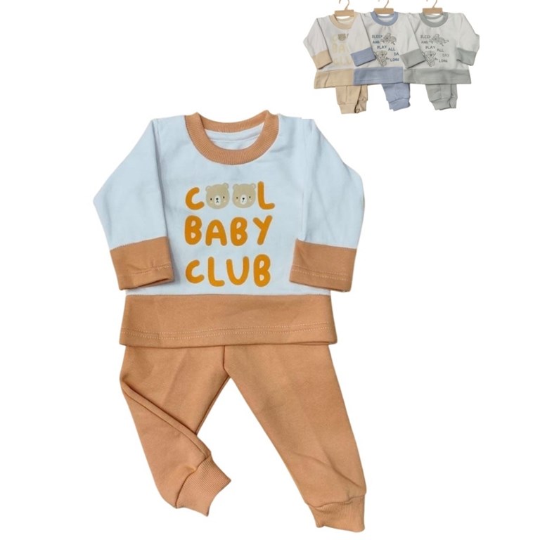 CONJUNTO BEBE EN FRISA COMBINADO CON ESTAMPA CENTRAL. DREAMS