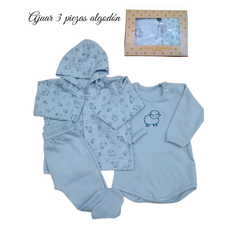 Set de ranita y body en interlock liso con bordado central combinado con campera con capucha disponible en unisex,nena y varon dreams