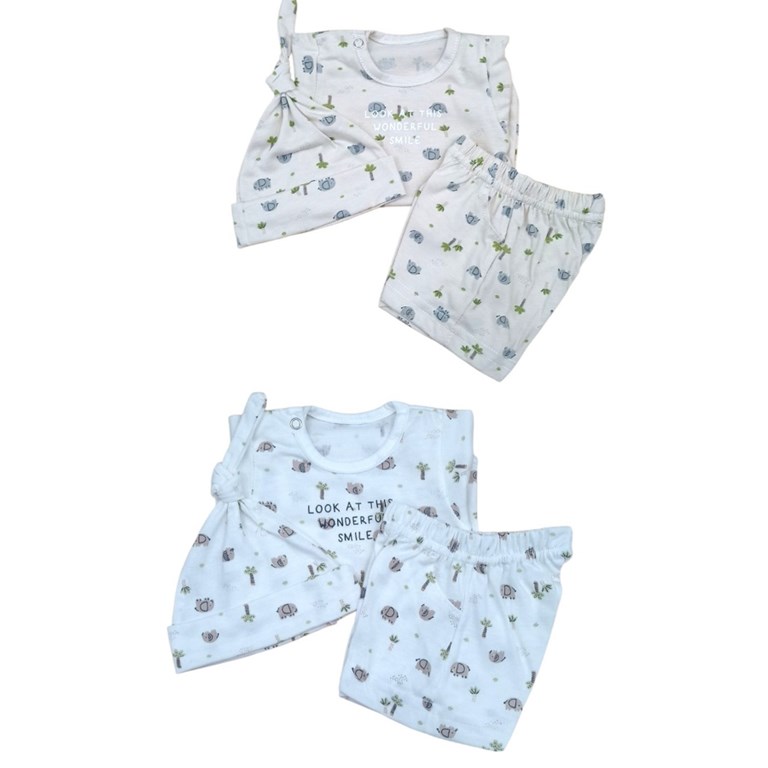 Set de 3 pizas con body manga corta con gorro y pantalon en jersey rayado varon.Dreams