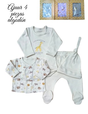 SET 3 PIEZAS, BODY  Y  GORRO EN JERSEY COM PANTALON EN MICROPANAL, BORDADO.NENA Y VARÓN.  DREAMS