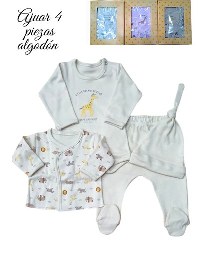 SET 3 PIEZAS, BODY  Y  GORRO EN JERSEY COM PANTALON EN MICROPANAL, BORDADO.NENA Y VARÓN.  DREAMS