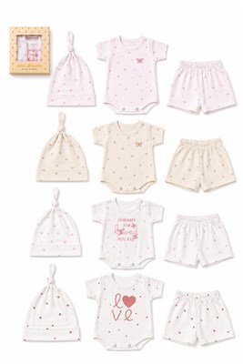 SET 3 PZS CAJA: BODY, PANTALON, GORRO ESTAMPADO. DREAMS