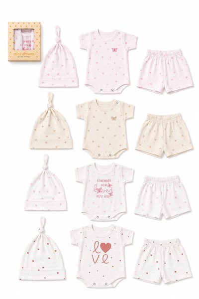 SET 3 PZS CAJA: BODY, PANTALON, GORRO ESTAMPADO. DREAMS