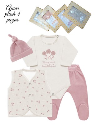 Set 3 piezas, body, pantalón y gorro en jersey estampado mariposas, bordado. Dreams