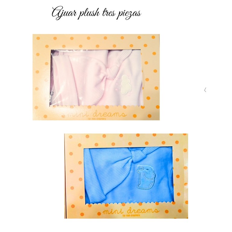 Set 3 piezas, interlock desagujado, body bordado, con ranita y gorro, nena y varón. Dreams