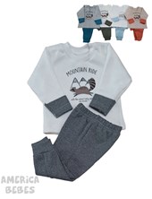 CONJUNTO DE BEBE FRISA PANTALON Y BUZO ESTAMPA MONTAÑAS DREAMS