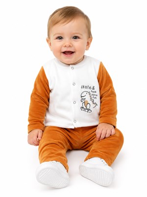 CONJUNTO BEBE DE PLUSH , CON CAMPERA ESTAMPADO. DREAMS